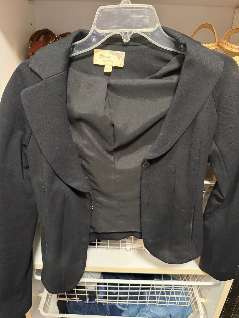 Elizabeth and James Black Cropped Blazer Jacket